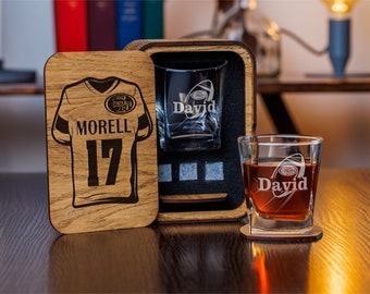 Personalized Whiskey Gift Set: San Francisco Football Bourbon Glass & Wood Box