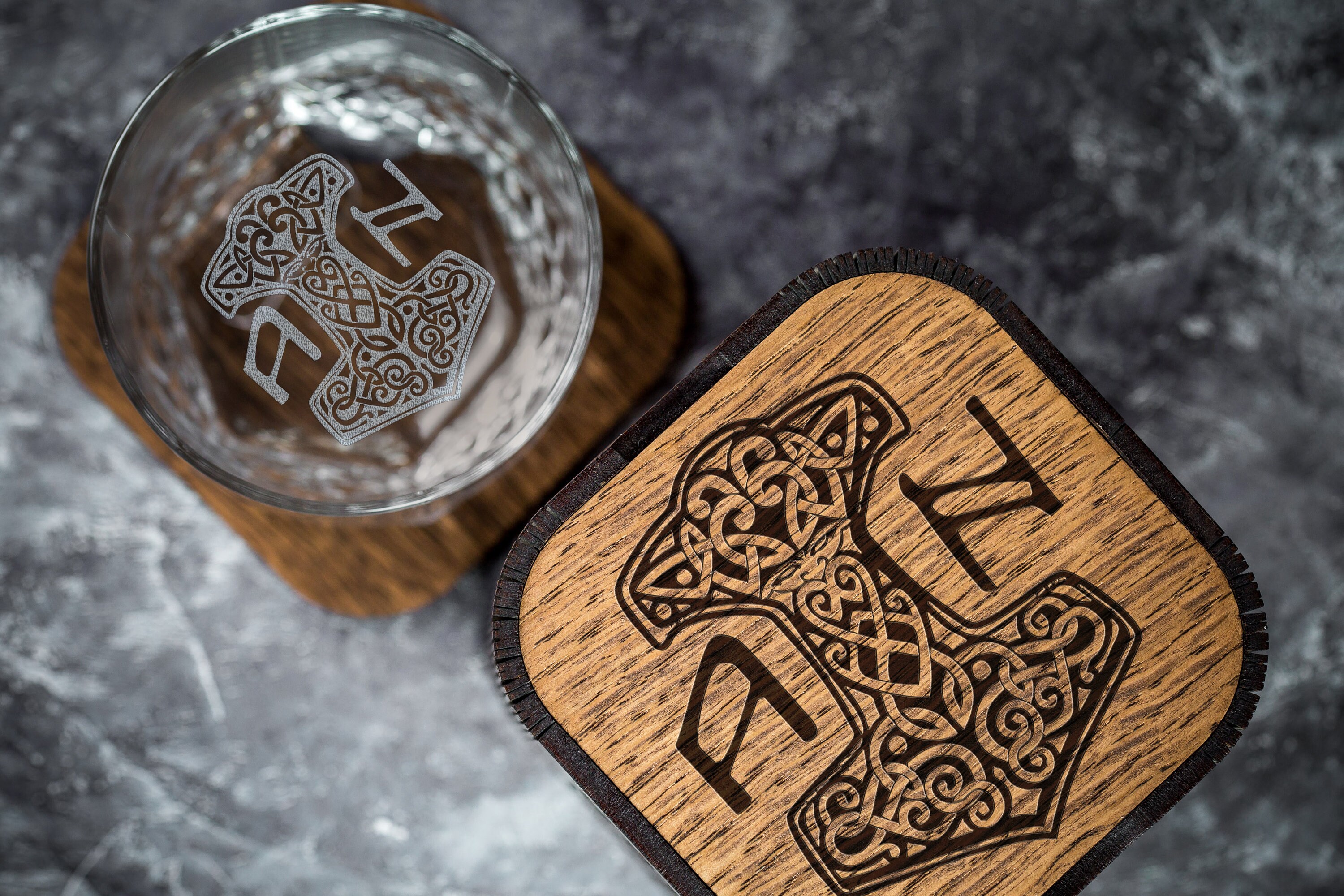 Personalized whiskey gift set set 58 viking runes gift with initial