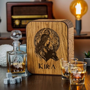 Personalized Whiskey Decanter Set: Viking Norse Mythology Gift