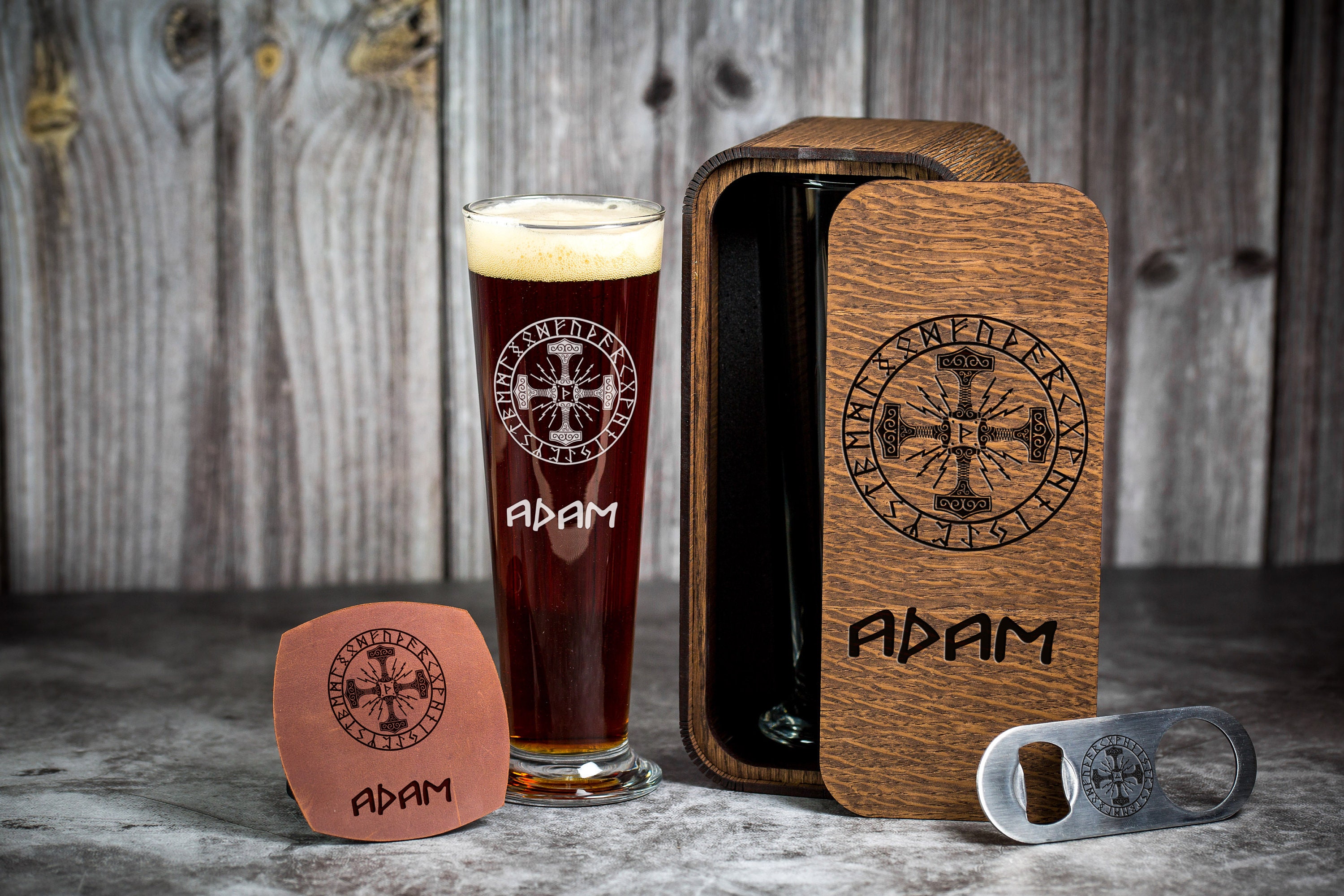 Beer Glass With Viking Logo Viking Compass Engraving Custom Etsy UK