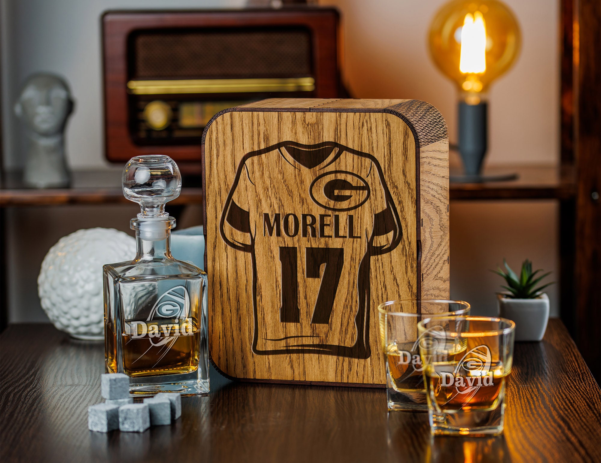 Custom Engraved Golf Club - Personalized Whiskey Decanter In Wood Gift Box  - Promotional Products - Custom Gifts - Party Favors - Corporate Gifts -  Personalized Gifts