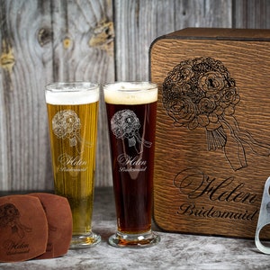 Bridesmaid gifts beer glass, bridesmaid pint glass, Engraved Beer Mug