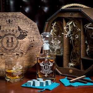 Whisky-Dekanter-Set, kundenspezifische Whisky-Gläser, Weihnachtsgeschenk, graviertes Karaffe, Whisky-Set, Vatergeschenk, Whisky-Gläser-Set, Dekanter