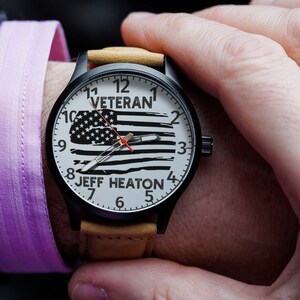 Montre gravée personnalisée, cadeau d'anniversaire, bracelet en cuir, acier inoxydable