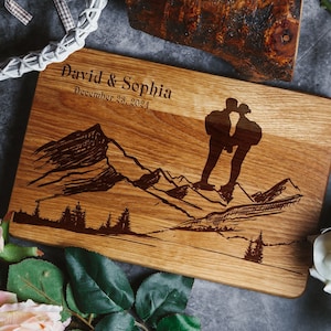 Personalized cutting board engraved mountain wedding gift Charcuterie board Wedding gifts Couple gift hiking Christmas gift