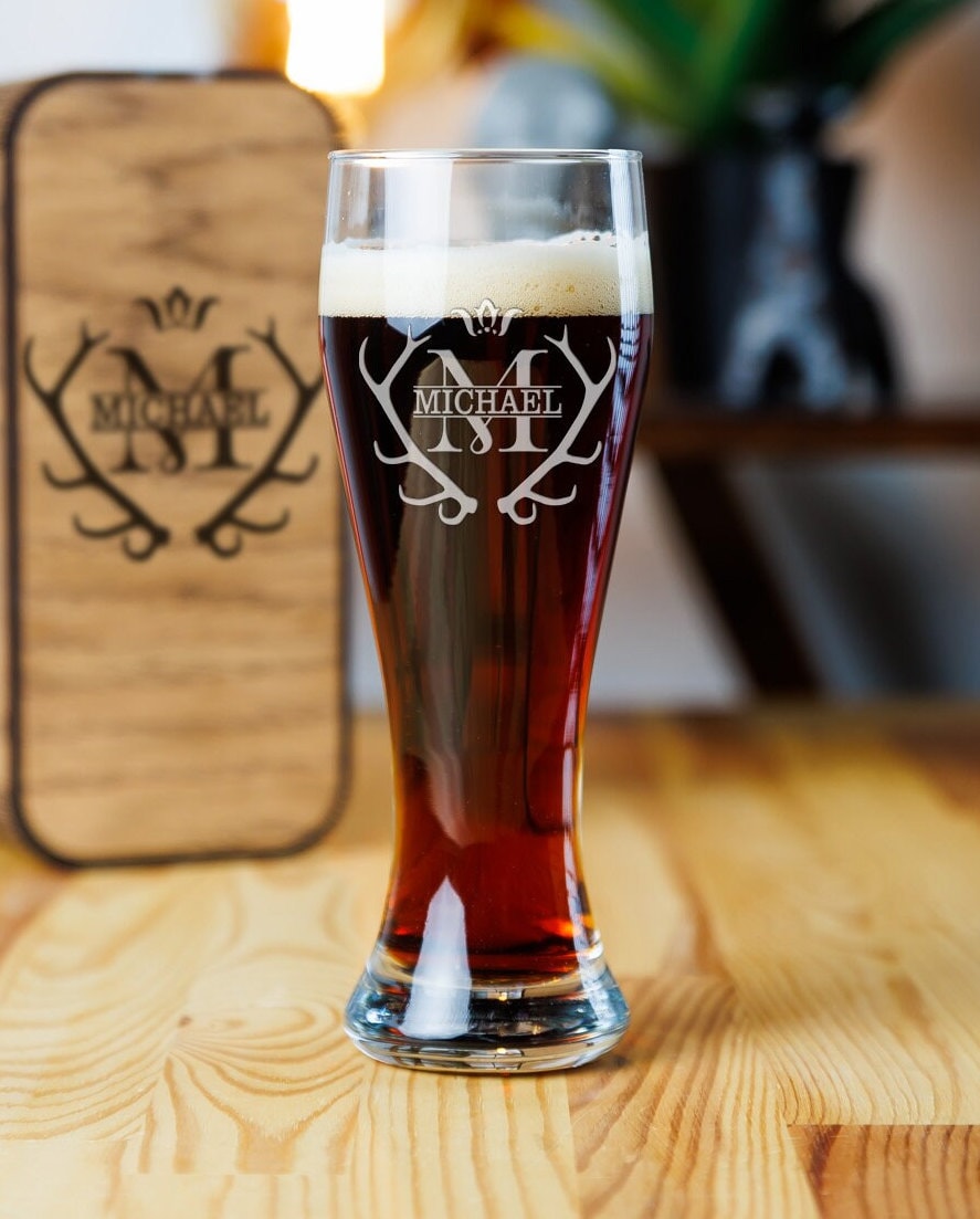 Personalized Beer Glass Gift Set Engraved Beer Glasses Custom Beer in ...