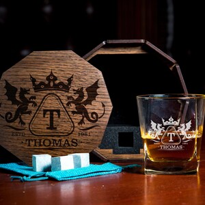 Custom whiskey glass Gift for Him Groomsman Gift Whiskey glass set with whiskey stones Bridesmaid gift Glasses Fashioned bourbon glass