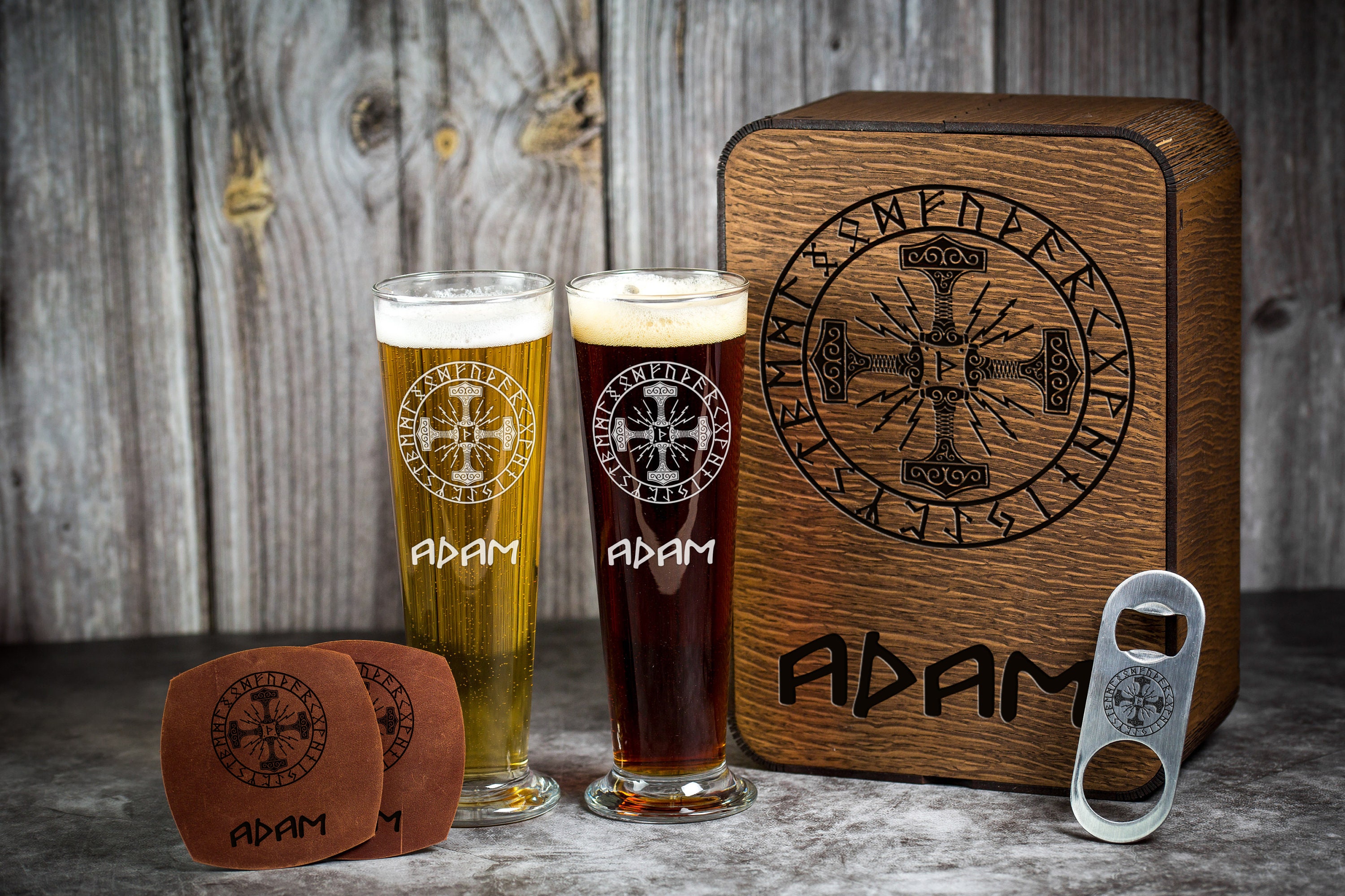 Beer Glass With Viking Logo Viking Compass Engraving Custom Etsy UK