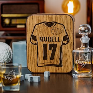 Personalisiertes Fußball-Dekanter-Set: Whiskygläser, Eichenkiste, Bourbon-Geschenk