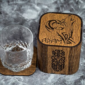 Personalized Whiskey Gift Set: Engraved Viking Fenrir Ornament