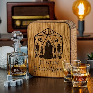 Decanter Set Personalized game master gift for him Game master gift, Whiskey Decanter, Bourbon Glasses, Bourbon Decanter