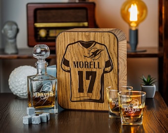 Personalized whiskey set Miami football fan gift Bourbon glass Whiskey glass decanter Gift for men American football team Christmas gifts