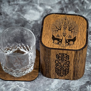Engraved Whiskey Glass glasses Tree of life Personalized gifts for him Customized whiskey glass Old fashioned glass Viking legends