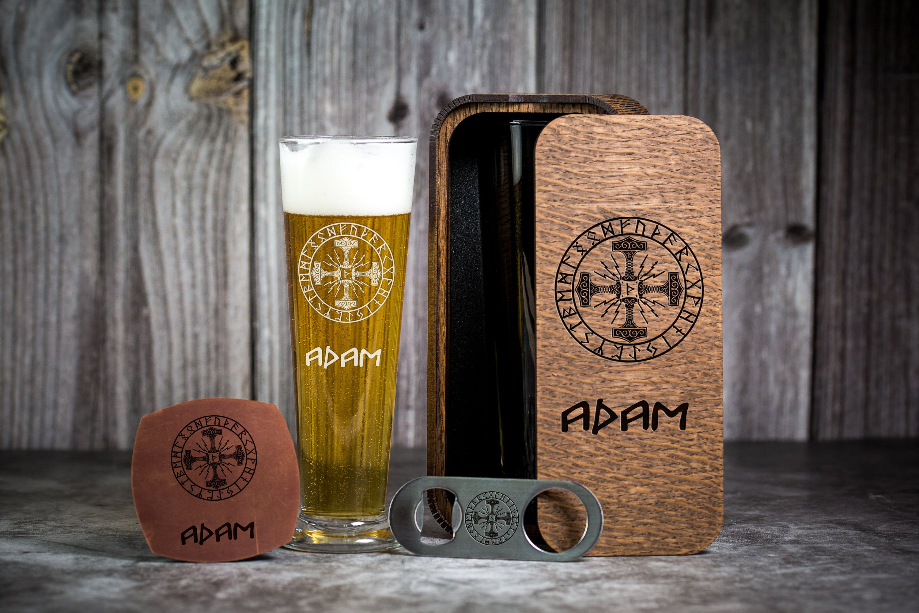 Beer Glass With Viking Logo Viking Compass Engraving Custom Etsy UK