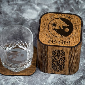 Personalized Viking Whiskey Gift Set: Engraved Glass & Oak Box
