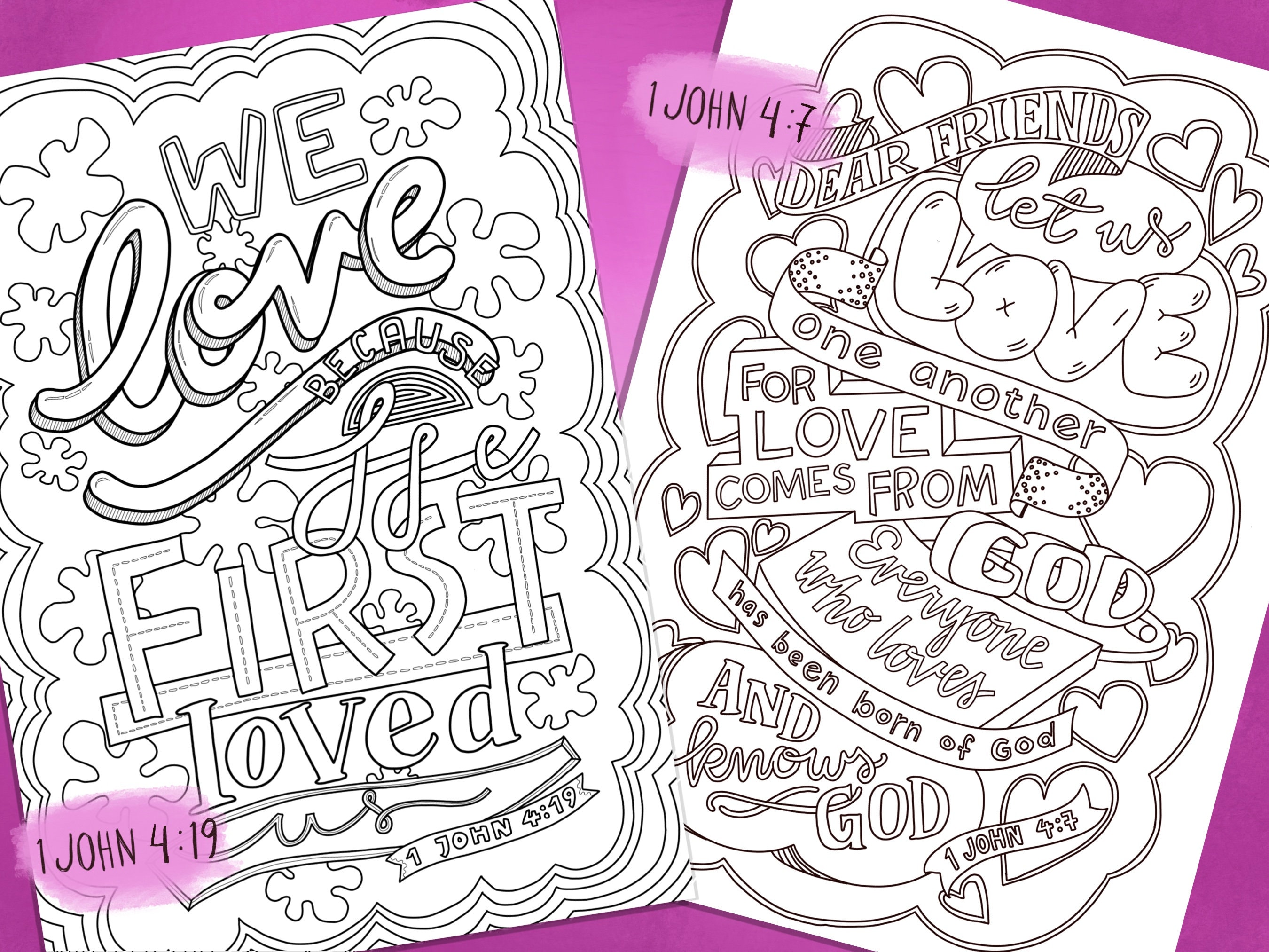 Gods Love Coloring Pages Printable Bundle Bible Verse Scripture Art ...