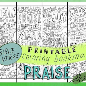 4 Coloring Bible Verse Bookmarks, Printable Christian Bookmarks, Praise Theme, Christian Bookmarks for Women, Bible Study Resources
