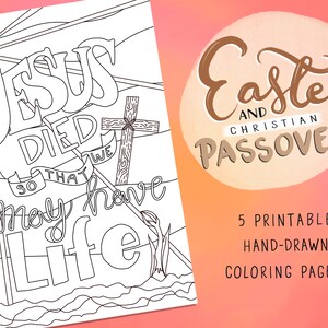 5 Christian Easter Coloring Pages, Bible, Easter Activities, Colouring, Palm Sunday, Christian Passover, Printable, Easter illustration