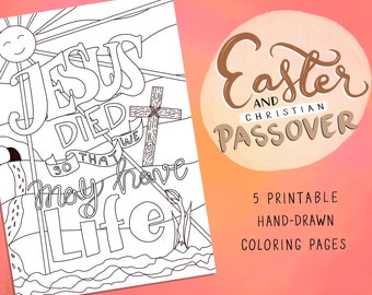 Christian Easter Coloring Pages, Bible Story Art, Hand Drawn (Printable)