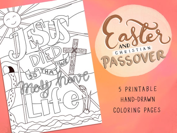 Christian Easter Coloring Pages, Bible Story Art, Hand Drawn (Printable)