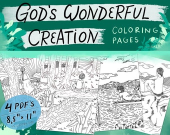 Kleurplaten Gods schepping, handgetekende natuurillustraties (pdf)