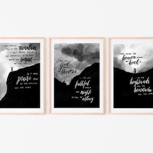 Letras de Highlands (Song of Ascent) / Hillsong UNITED / Wall Art / Imprimible / Cristiano / Conjunto de 3