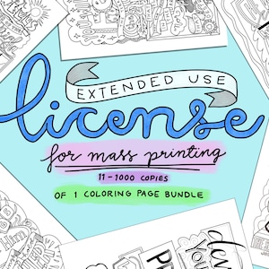 Extended use license for coloring pages bundle, print up to 1000 copies