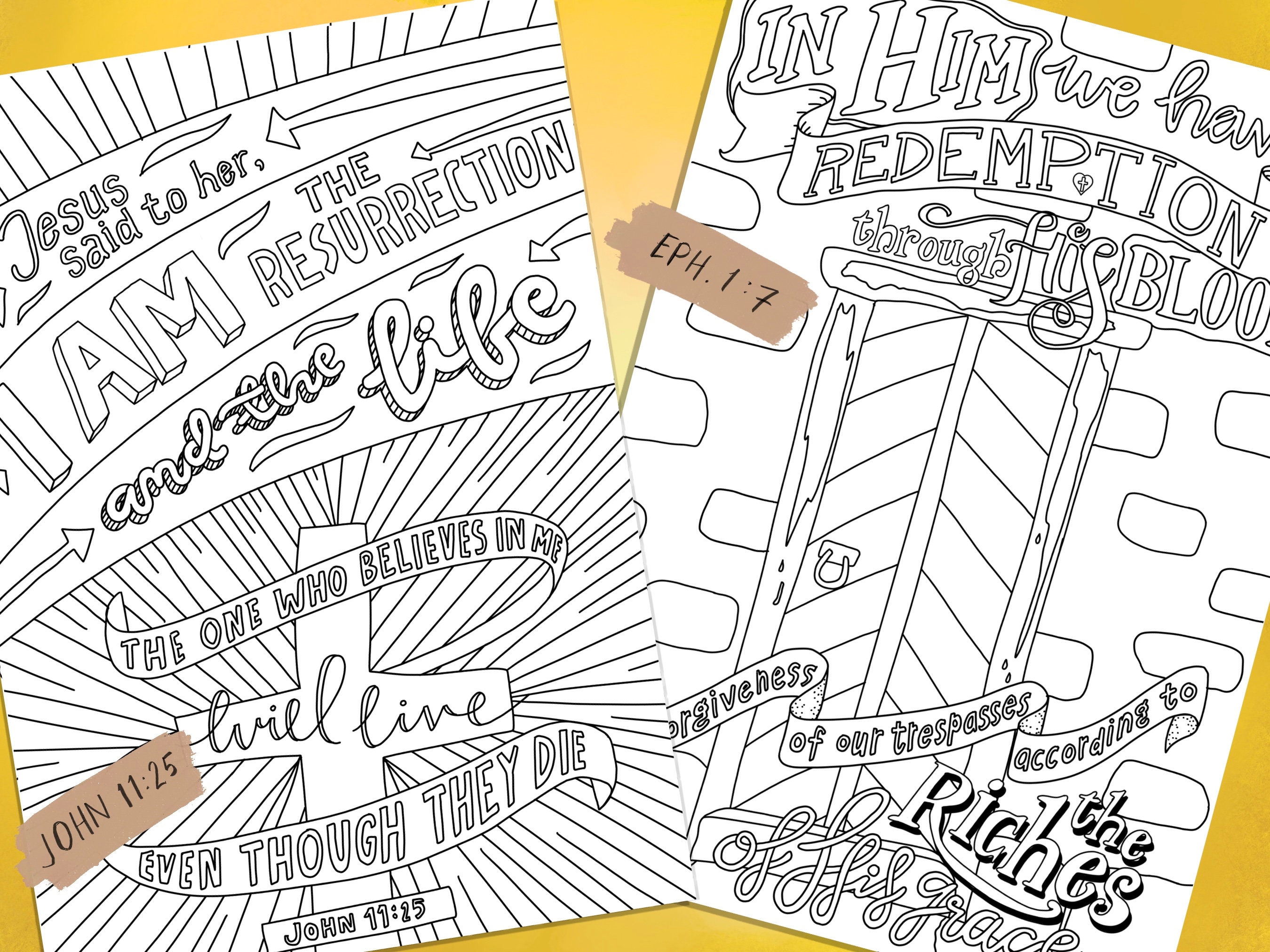 5 Christian Easter Coloring Pages, Bible Verse, Easter Activities