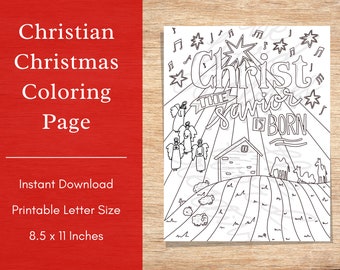 Christelijke kerststal kleurplaat | Christus de Verlosser (digitaal) met de hand getekend