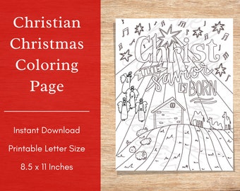 Christian Christmas Coloring Page for Kids & Adults | Printable | Christ the Savior is Born | Sunday School Activities | Digital