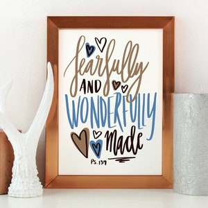 Fearfully and Wonderfully Made | Psalms 139 | Bible Verse | Wall Art | Printable | Christian | Baby Shower Gift | Digital Download
