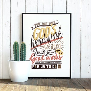 Ephesians 2:10, God’s Handiwork, Wall Art, Printable, Poster, Bible Verse, Bible Verse Wall Art, Scripture Art, Inspirational Quote