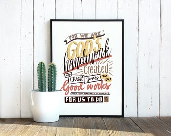 Ephesians 2:10, God’s Handiwork, Wall Art, Printable, Poster, Bible Verse, Bible Verse Wall Art, Scripture Art, Inspirational Quote