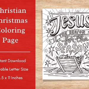 Christian Christmas Coloring Page for Kids & Adults | Printable | Jesus is the Reason for the Season | Sunday School Activities | Digital