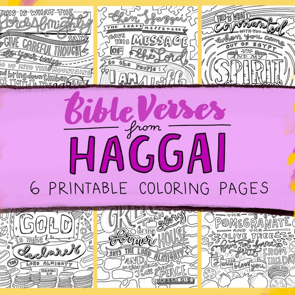 Haggai Bible verse coloring pages printable bundle scripture lettering art creative devotional colouring handlettering Sunday school study