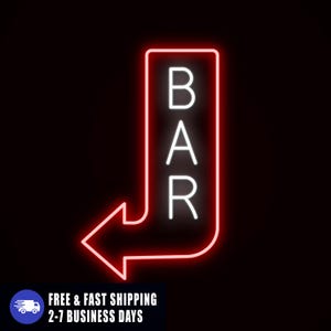 Placa de neon para bar, branca, com seta vermelha, para áreas externas, placa de neon LED para empresas, placa de neon com seta grande para restaurantes, placa de neon à prova d'água, placa de neon para lojas