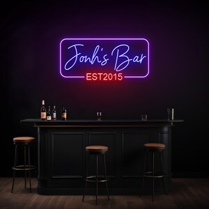 Letrero de neón con nombre personalizable para bar al aire libre, letrero LED con nombre, letreros de neón grandes, letrero impermeable para tienda, letrero de bar colorido, texto personalizado