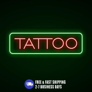 Luces de neón para salón de tatuajes personalizadas, letreros de neón para tatuajes, decoración de pared con letreros de neón para tatuajes, decoración de neón para bares, letreros de neón LED para tatuajes, regalo personalizado.