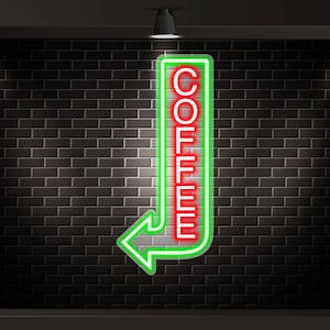 Letreiro de neon vertical para cafeterias, vitrine de cafeterias, luz de neon LED para cafeterias, letreiro de neon LED para restaurantes, luz exclusiva para cafeterias