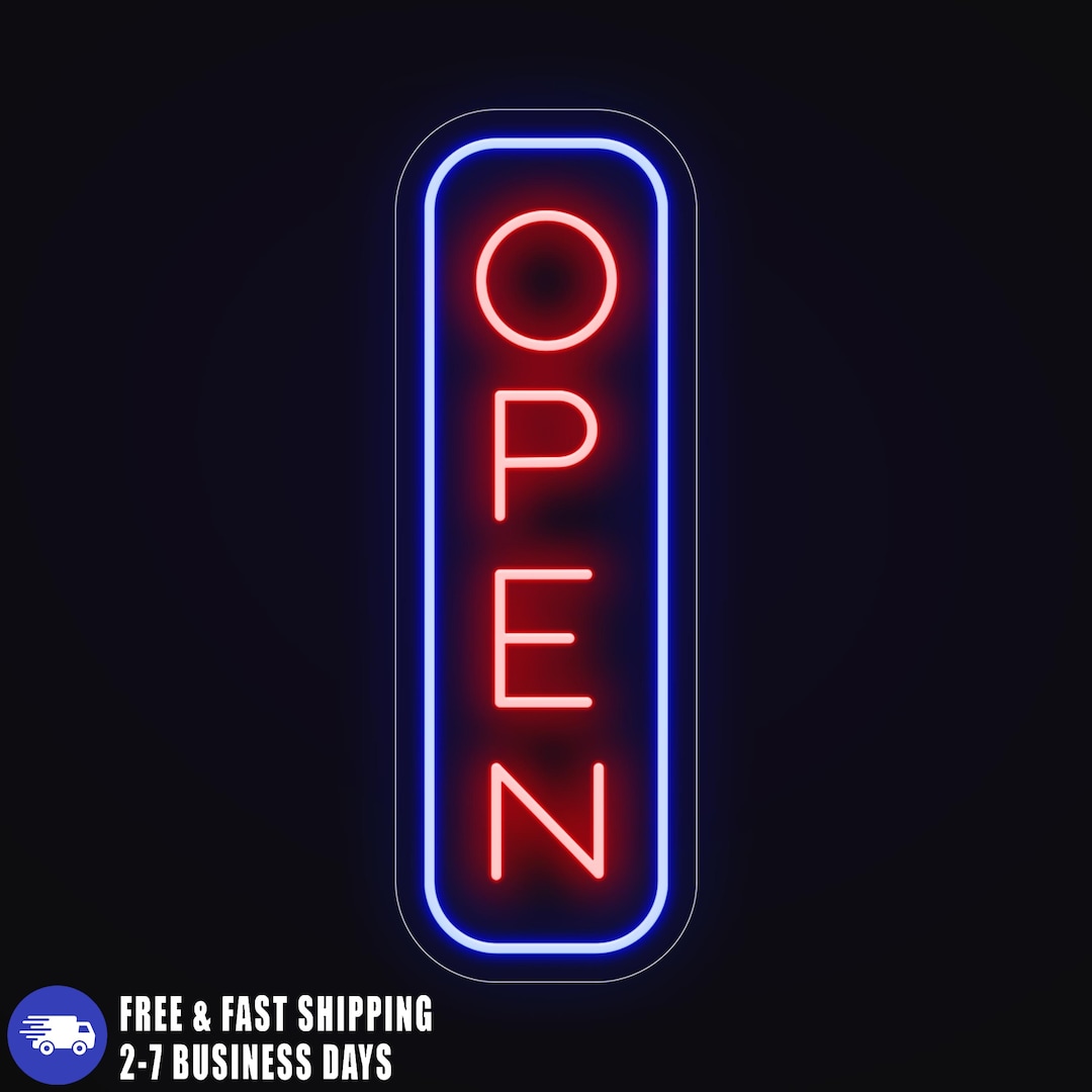 Battery Powered Neon Open Vertical Sign, Battery Operated Box LED Neon ...