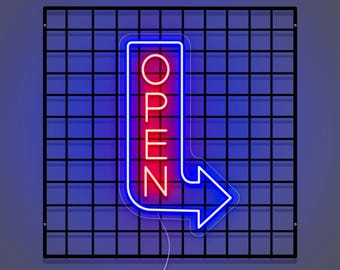 Double Sided Waterproof Open Sign Neon, Outdoor Vertical Arrow