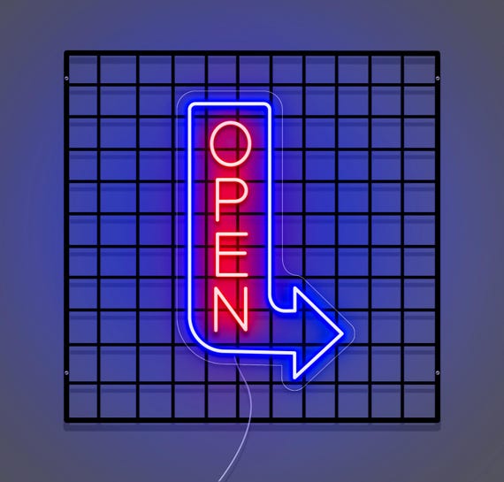 Double Sided Waterproof Open Sign Neon, Outdoor Vertical Arrow