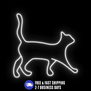 Cat Neon Sign Wall Art, Custom Neon Wall Art, Cute LED Wall Light for Pet Lovers, Cat Wall Decor, Kids For Gifts, Remote and Free Shipping