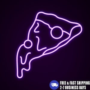 Colorful Pizza Neon Sign, Custom Food Neon Sign Art for Fast Food Shop Sign, Restaurant Wall Decor Light, Shop Signage Pizza Lover Gift