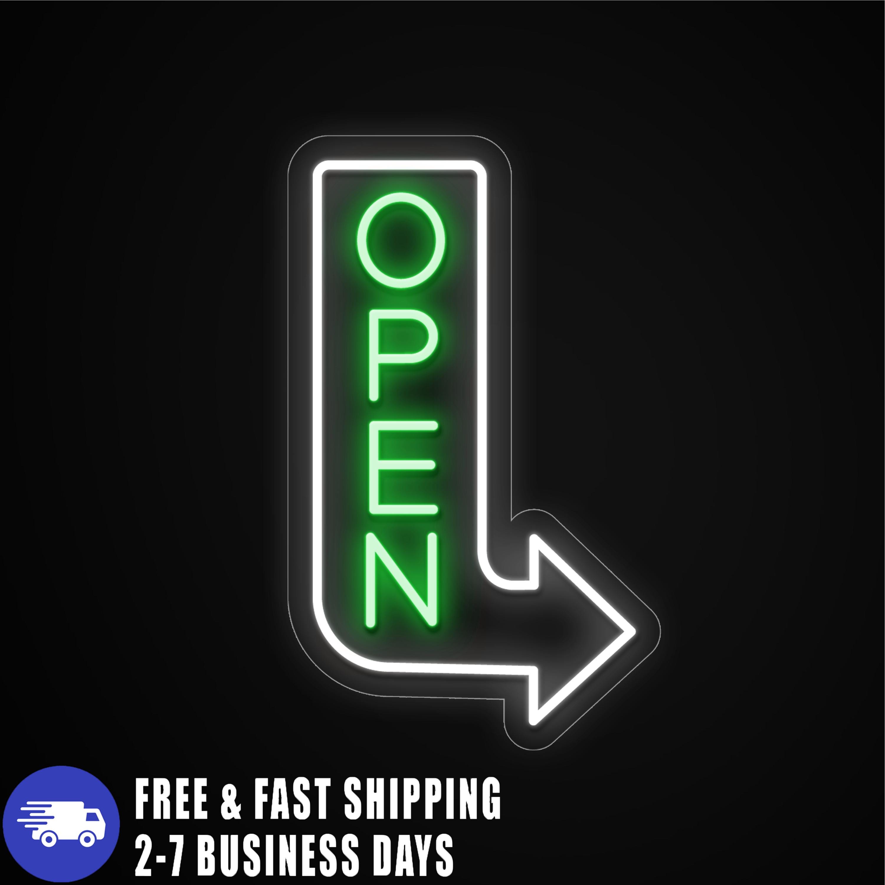LED Open Schild Für Geschäfte – Programmierbar, 64 Farbkombis, 8x19 Zoll, Mit Flimmer- & Laufeffekt