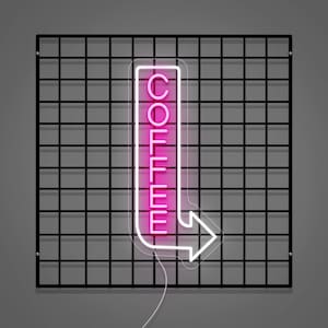 Placa de seta vertical de néon à prova d'água para café ao ar livre, placa de publicidade de néon personalizada para cafeterias, placa de LED de arte neon para anúncios ao ar livre para cafés