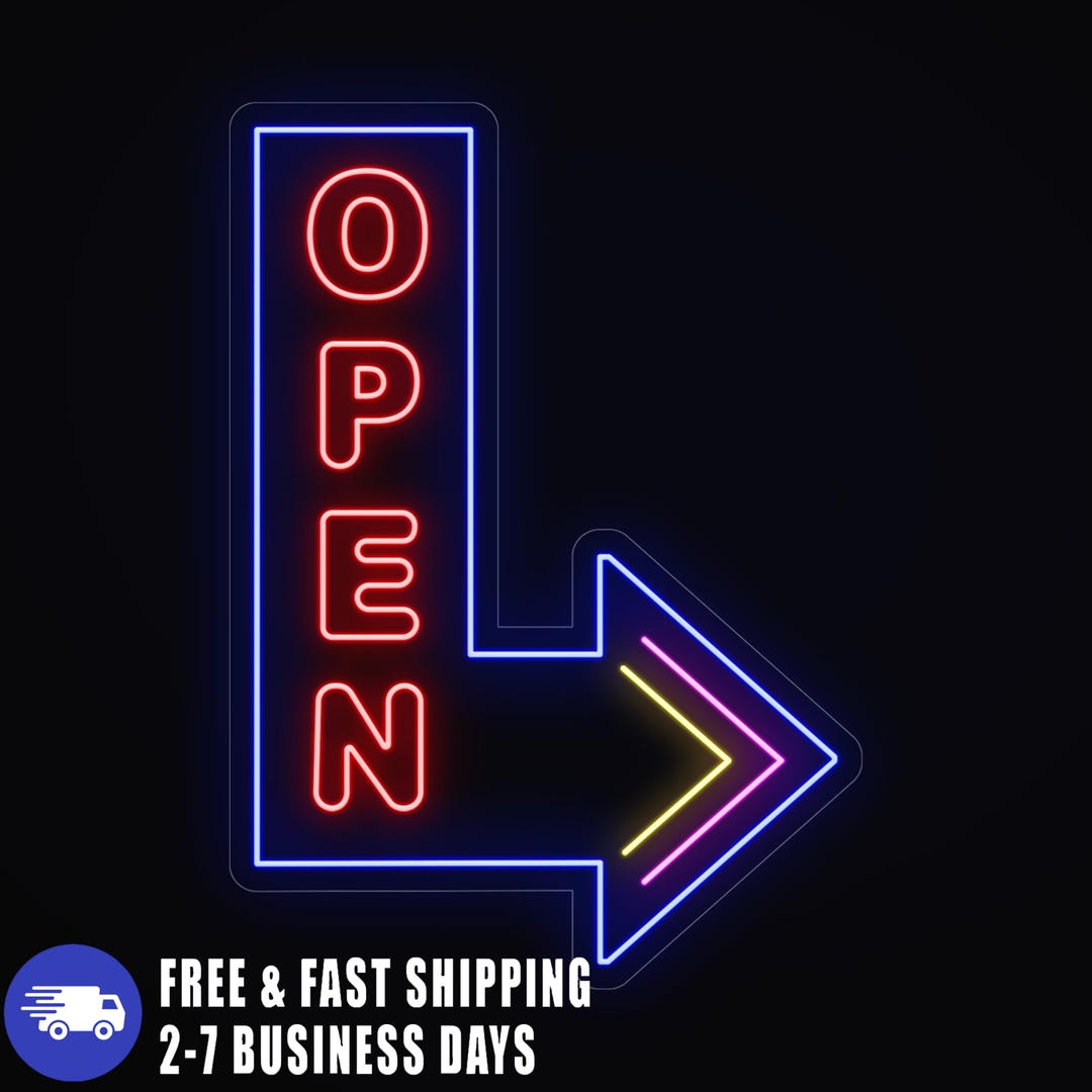 Outdoor Led Open Pointing Arrow Sign for Stores, Illuminated Open ...