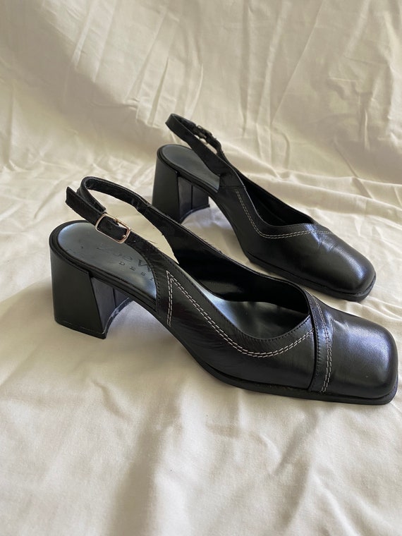 1990's Contrast Stitch Sling Back Mules by Zoe Wit