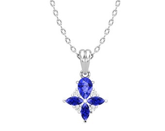 Natural Tanzanite 14K Dainty Gold Designer Necklace, Diamond Pendant, Everyday Gemstone For Women, December Birthstone Pendant for Her