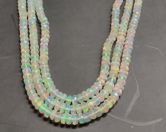 Natural Ethiopian Opal Faceted Bead Necklace, Layered opal gemstone jewelry, october birthstone jewellery for women, unisex jewelry gifting